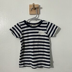 Monica and Andy Navy Blue Striped Short Sleeve T-Shirt Cloud Decal Size 2